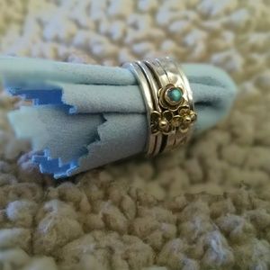 New 925 sterling silver spinner ring with moonston